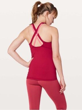Lululemon • Stash and Run Tank Size 6 Ruby Red / Glossy